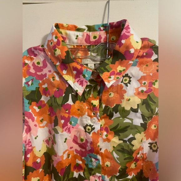 Talbots Petite Sleeveless Floral Print Collar Button Front Closure Dress Size 8P - Picture 4 of 12